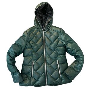 GUESS Pine Green Down Puffer Jacket Size Large Winter Puffer Coat Parka